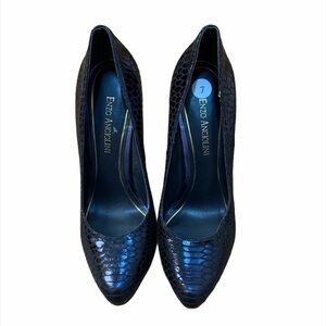 Enzo Angiolini Black Snakeskin Textured Heels